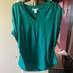 Athleta Teal Green V-Neck Cap Sleeve Top